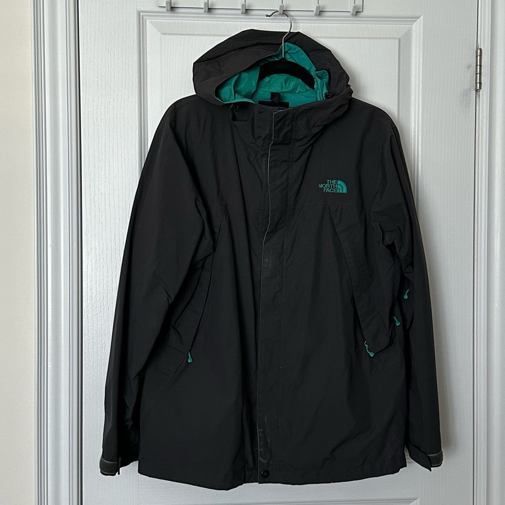 The North Face Men's Black Jacket with Teal Lining